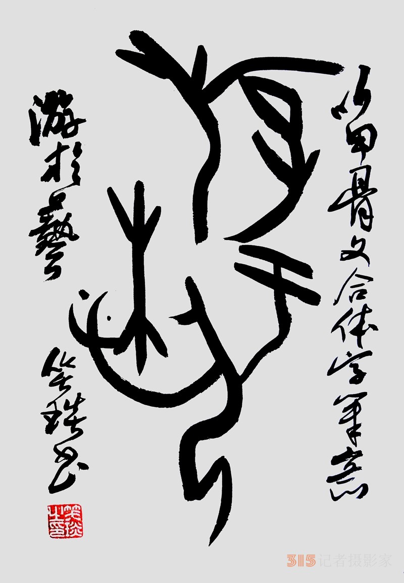 笑琰（靳新國(guó)）甲骨文合體字書法欣賞