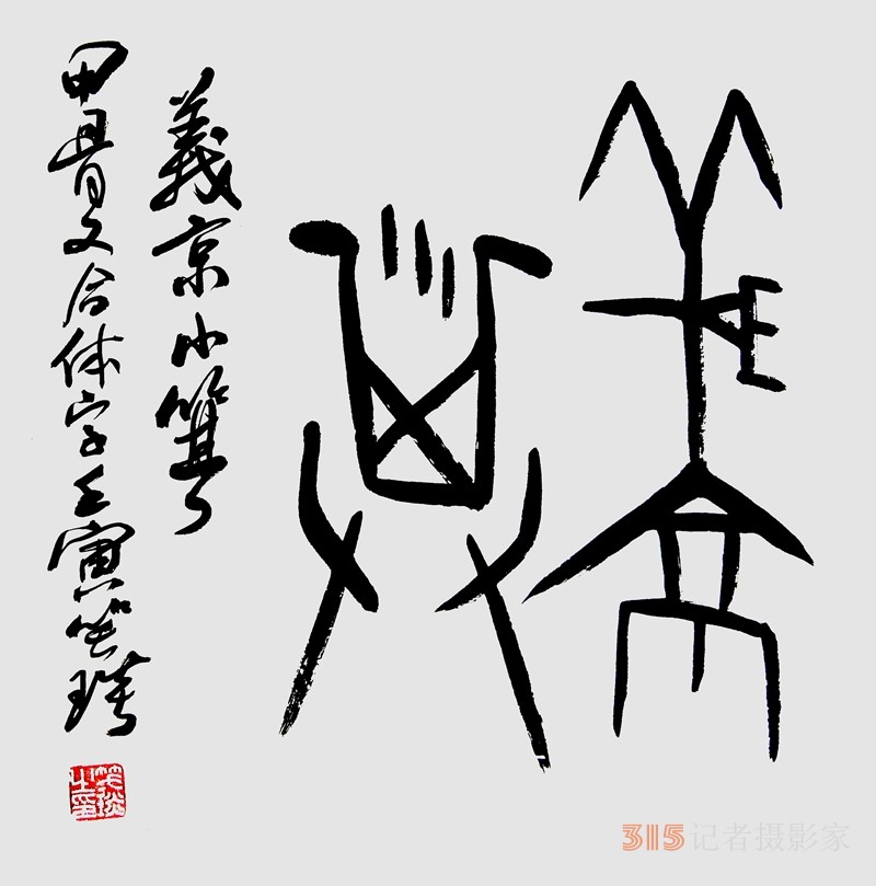 笑琰（靳新國(guó)）甲骨文合體字書法欣賞