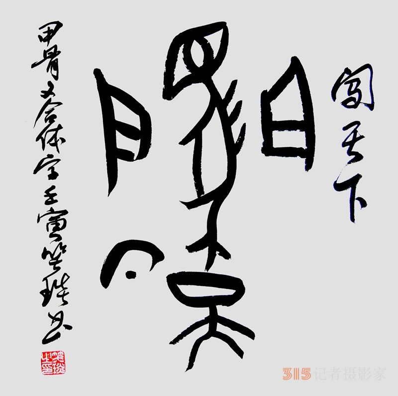 笑琰（靳新國(guó)）甲骨文合體字書法欣賞